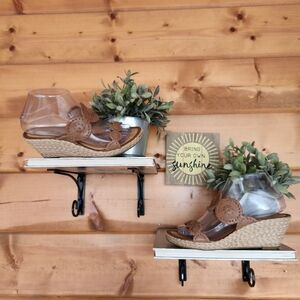 Jack Rogers Shelby Brown Leather Wedge‎ Sandals Rope Jute Espadrilles Size 6.5 M